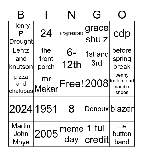 Provet Bingo Card