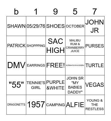 BARBARA's  "55" Bingo Card