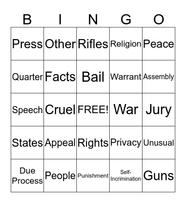 Bill of Rights Bingo Card