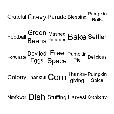 Friendsgiving Bingo  Bingo Card