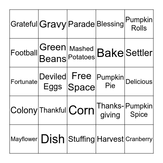 Friendsgiving Bingo  Bingo Card