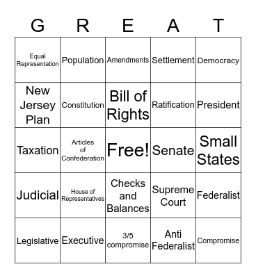 The Great Compromise Bingo Card