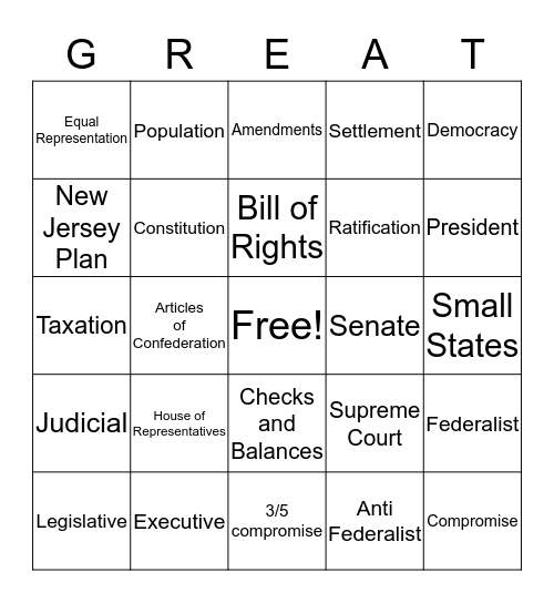 The Great Compromise Bingo Card