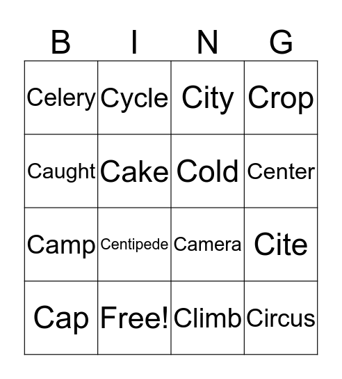 Soft C Bingo Card