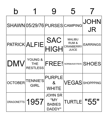 BARBARA's  "55" Bingo Card