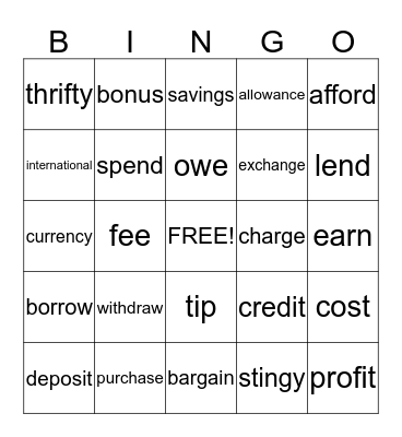 Unit 2 Vocabulary Bingo! Bingo Card