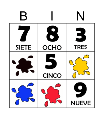 Bingo de numeros y colores Bingo Card