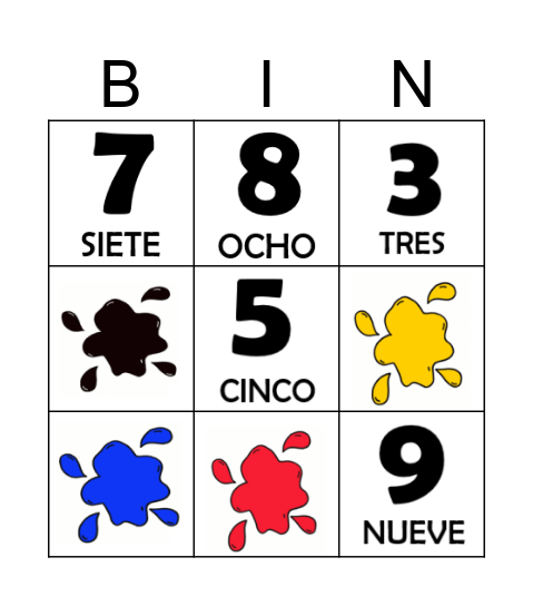 Bingo de numeros y colores Bingo Card