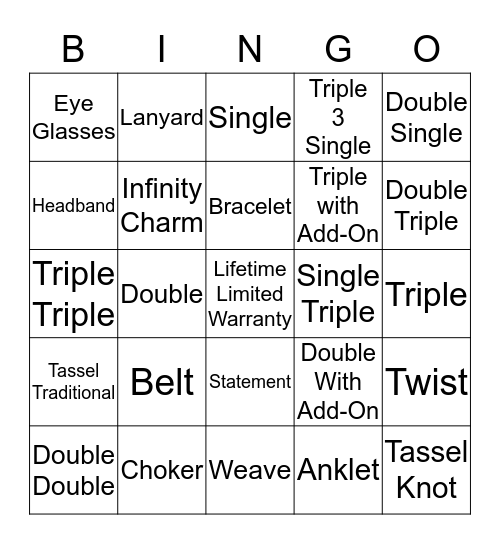Mialisia  Blingo  Bingo  Bingo Card