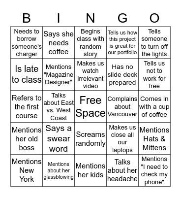 Design Studio Bingo Card