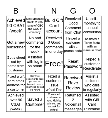 Curious Bingo Card