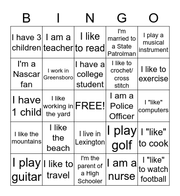 Ice Breaker Bingo Card