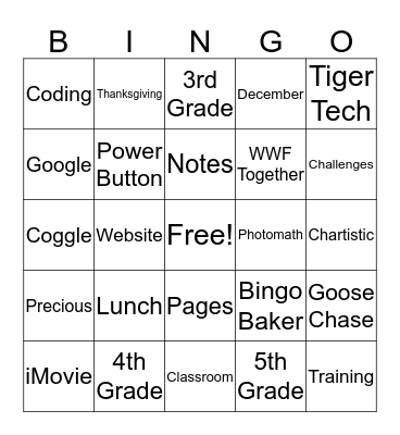 iPads Bingo Card