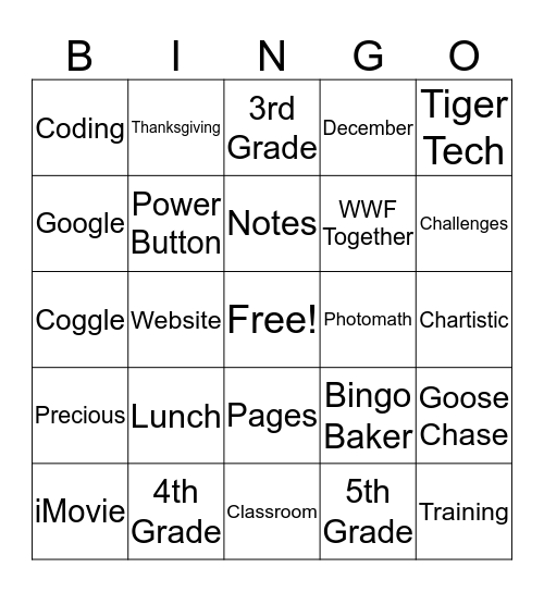 iPads Bingo Card