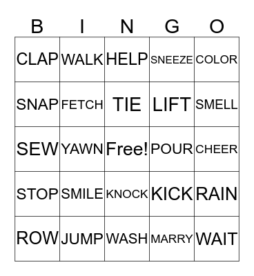 Regular Past Tense -ed Bingo Card