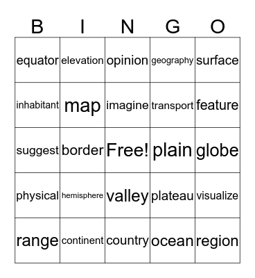 Unit 3 NGRR Bingo Card