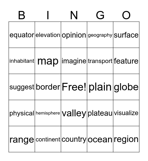 Unit 3 NGRR Bingo Card