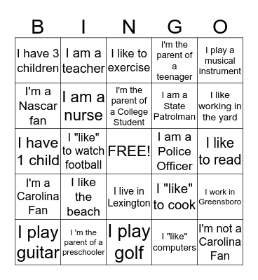 Ice Breaker Bingo Card