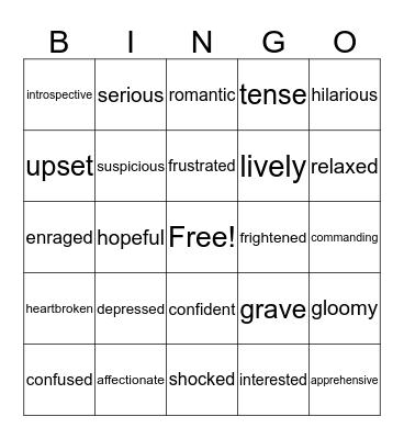 Emotions: Tone & Theme Bingo Card