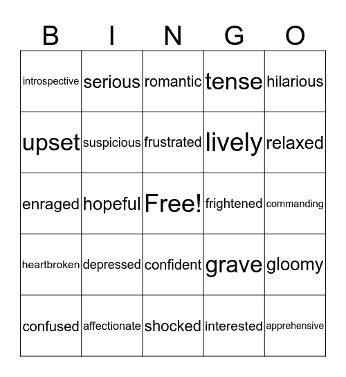Emotions: Tone & Theme Bingo Card