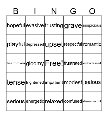 Emotions: Tone & Theme Bingo Card