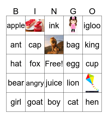 Vocabulary Bingo Card