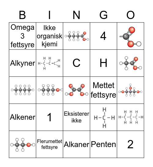 Organisk kjemi! Bingo Card