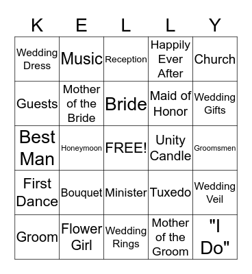 Bridal Shower Bingo Card