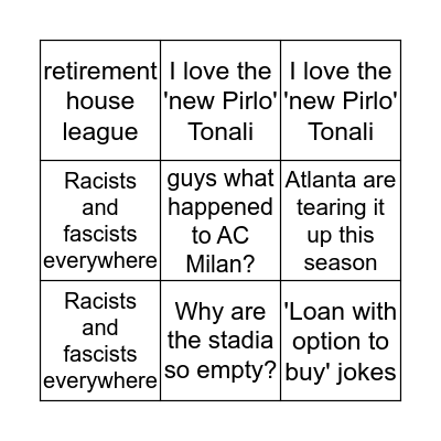 I AM CLUELESS ABOUT SERIE A BINGO Card