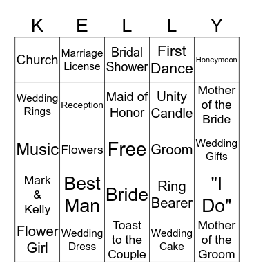 Bridal Shower Bingo Card