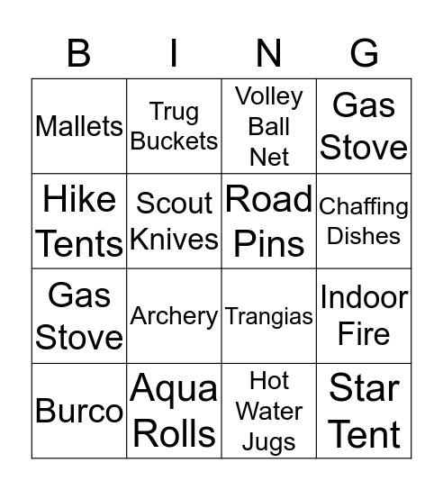Scout Store Bingo Card