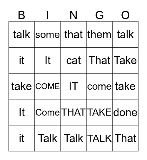 11/20 Word Wall Bingo Card