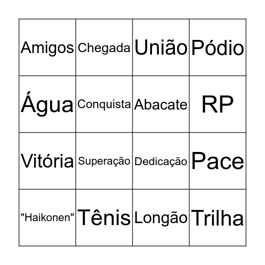Força e Honra Bingo Card