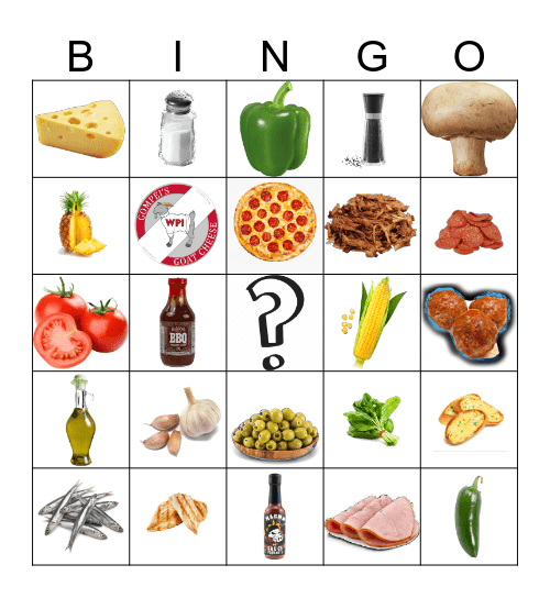 Les garnitures de pizza Bingo Card