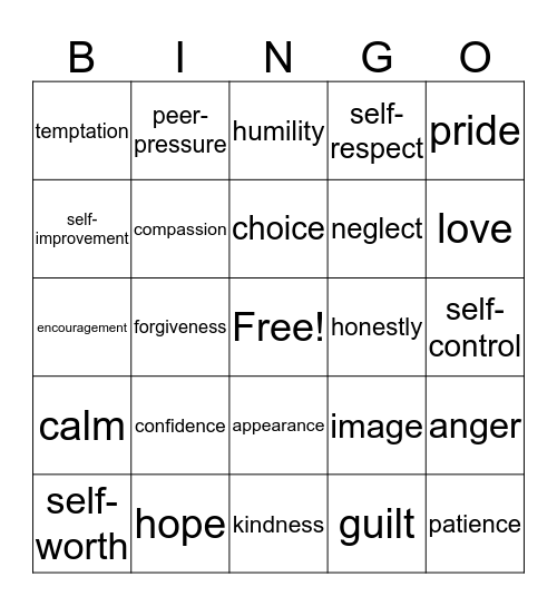 empathy bingo Card