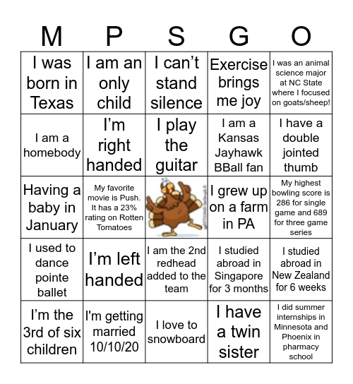 MPS Bingo Card