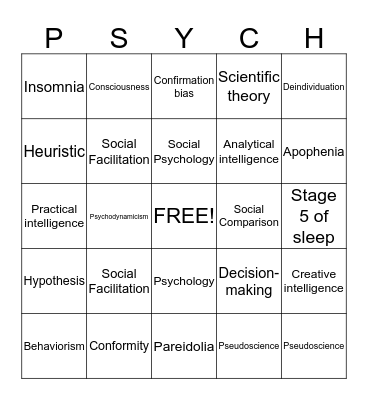 Psych-o Bingo Card