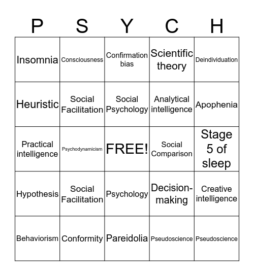 Psych-o Bingo Card