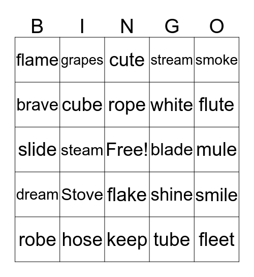 Long Vowels Bingo Card