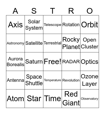 ASTRO Bingo! Bingo Card