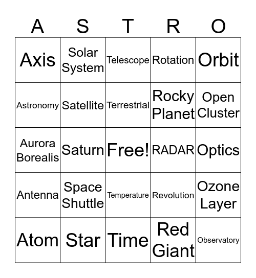 ASTRO Bingo! Bingo Card