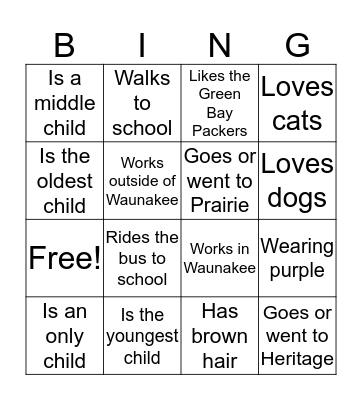 FAST Family Bingo Card