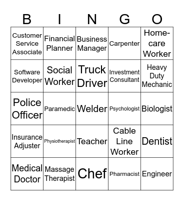 Career BINGO Card