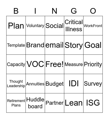 Planning Bingo Card