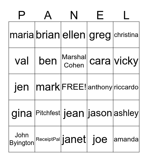 Panel Bingo Card