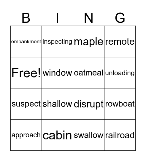 Multi-syllabic BINGO Card