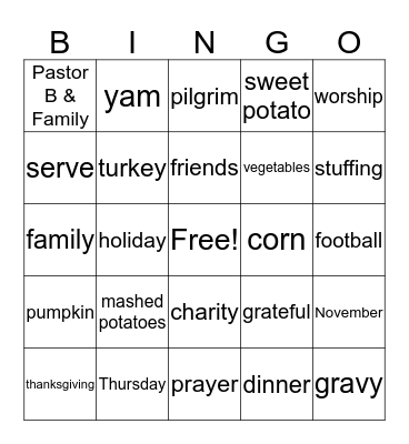 Thanksgiving Bingo Card