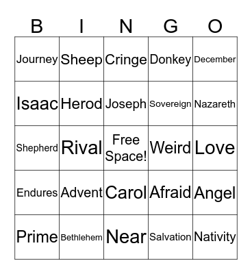 Advent Sermon Bingo Week 1 Bingo Card