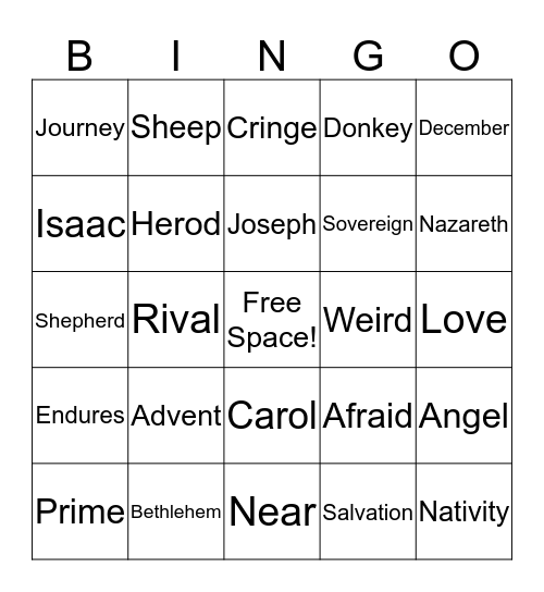Advent Sermon Bingo Week 1 Bingo Card