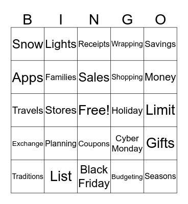 Holiday Bingo Card